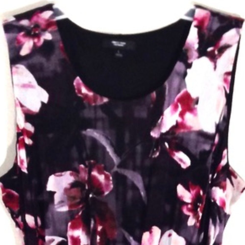 VERA WANG-Sheer Floral Layered Hi-Lo Dress - Picture 3 of 12